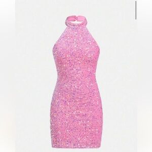 Teen Girls 15Y knitted Sequins Sparly Halter Backless Dress